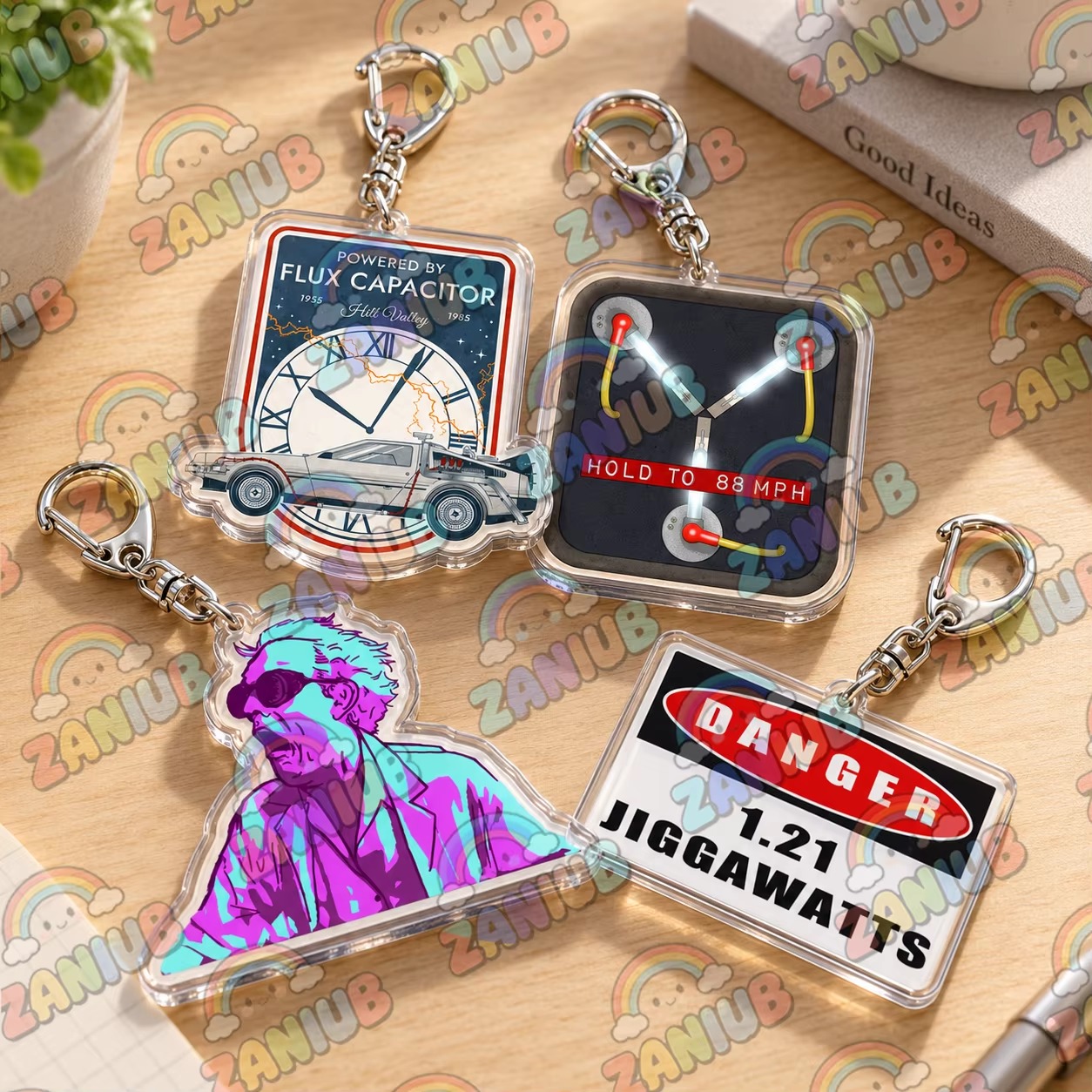 Travel Accessories Jewelry - Retro-Zeitreise-Delorean-Flux-Kondensator-Schlüsselanhänger für Accessoires, Marty McFly-Taschenanhänger, Schmuck,