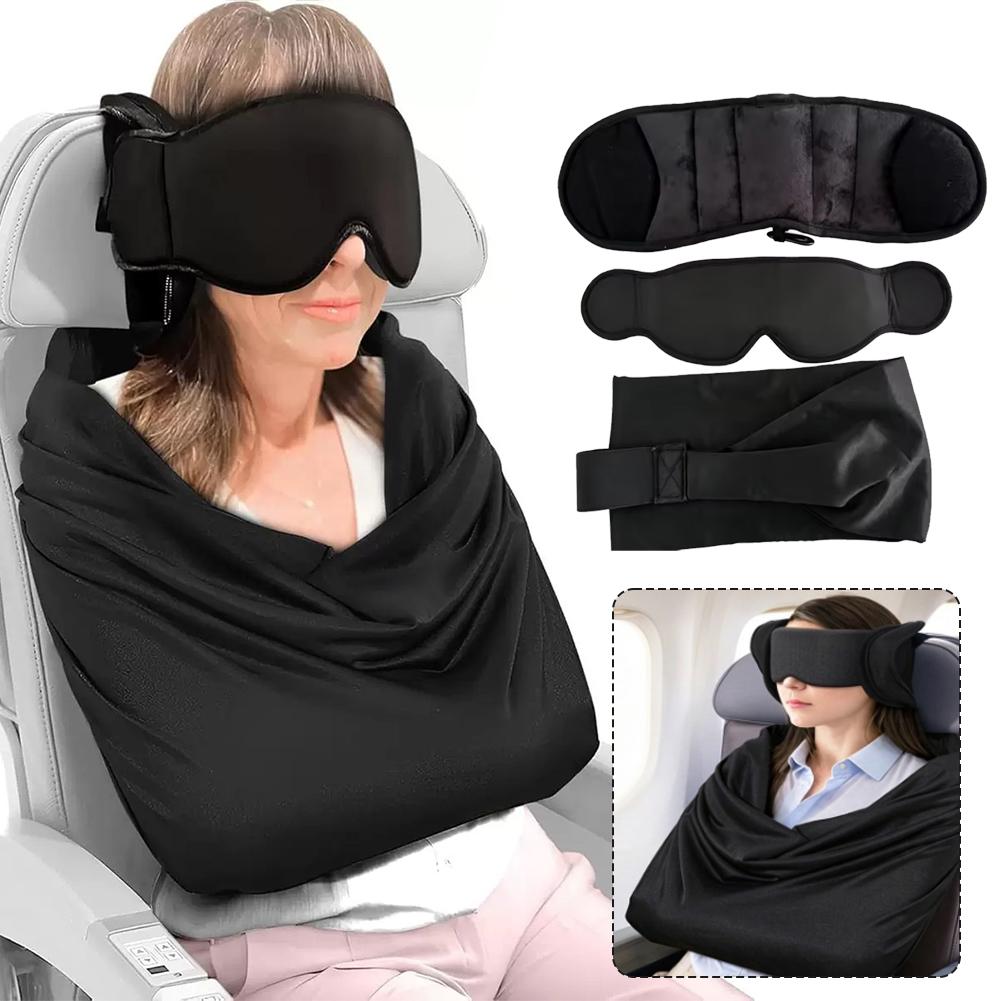 Travel Accessories Long Flight - 3-in-1 Reise-Schlafunterstützungskit Nackenkissen Verstellbare Augenmaske Decke