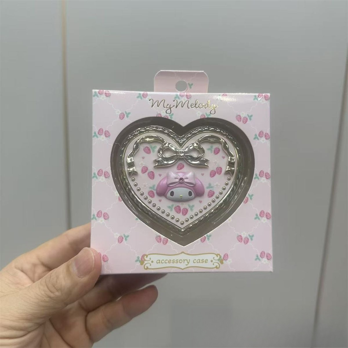 Travel Accessories Jewelry - Kawaii Sanrio Tragbarer Kitty-Schminkspiegel, Herzförmige Schmuckschatulle,